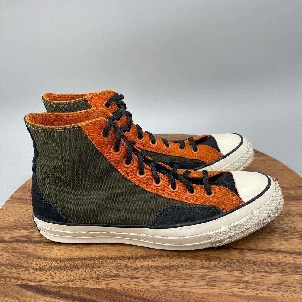 Converse Chuck 70 Court Shoes Mens 10.5 Dark Army Green Orange Casual Sneakers